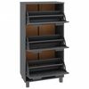 vidaXL Παπουτσοθήκη HAMAR Σκ. Γκρι 59,5x35x117 εκ. Μασίφ Ξύλο Πεύκου