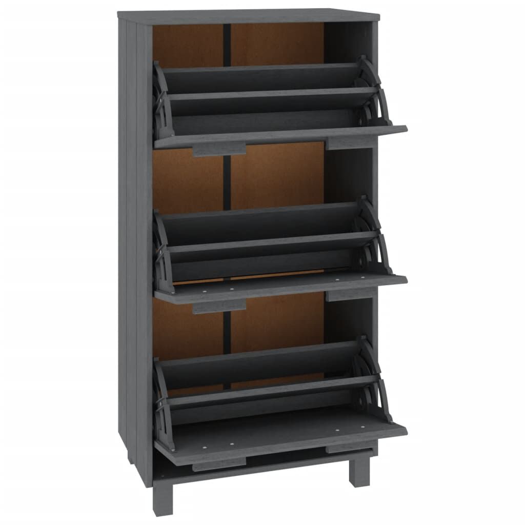vidaXL Παπουτσοθήκη HAMAR Σκ. Γκρι 59,5x35x117 εκ. Μασίφ Ξύλο Πεύκου