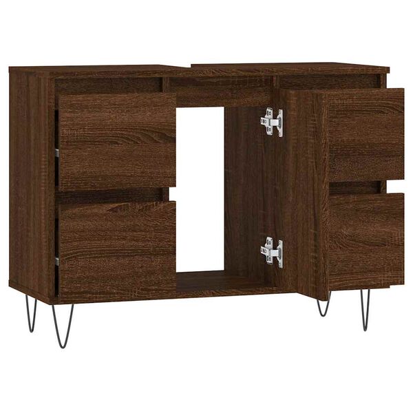 vidaXL Ντουλάπι Μπάνιου Καφέ Δρυς 80 x 33 x 60 εκ. Επεξεργασμένο Ξύλο