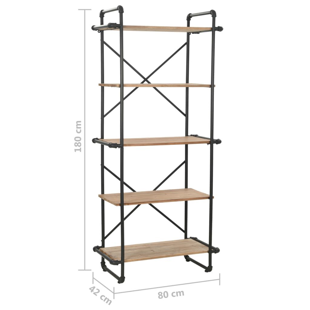 vidaXL Βιβλιοθήκη 80 x 42 x 180 εκ. από Μασίφ Ξύλο Ελάτης / Ατσάλι