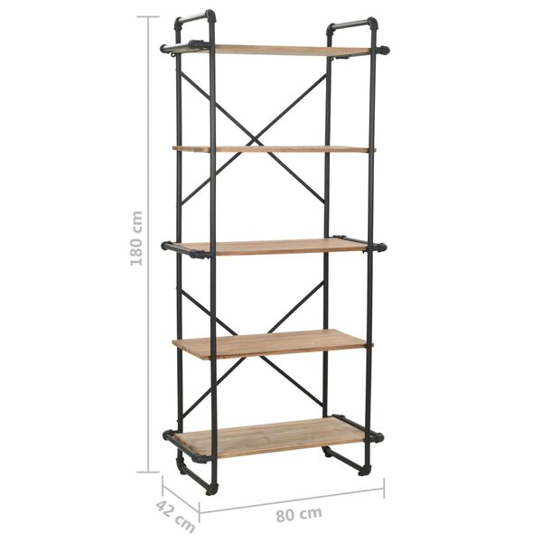 vidaXL Βιβλιοθήκη 80 x 42 x 180 εκ. από Μασίφ Ξύλο Ελάτης / Ατσάλι