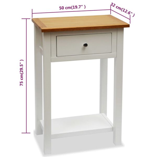 vidaXL Τραπέζι Βοηθητικό 50 x 32 x 75 εκ. από Μασίφ Ξύλο Δρυός