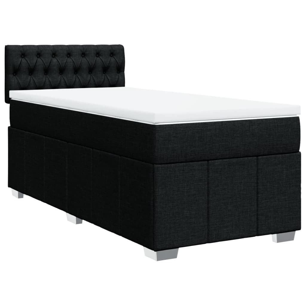 vidaXL Κρεβάτι Boxspring με Στρώμα Μαύρο 100 x 200 εκ. Υφασμάτινο