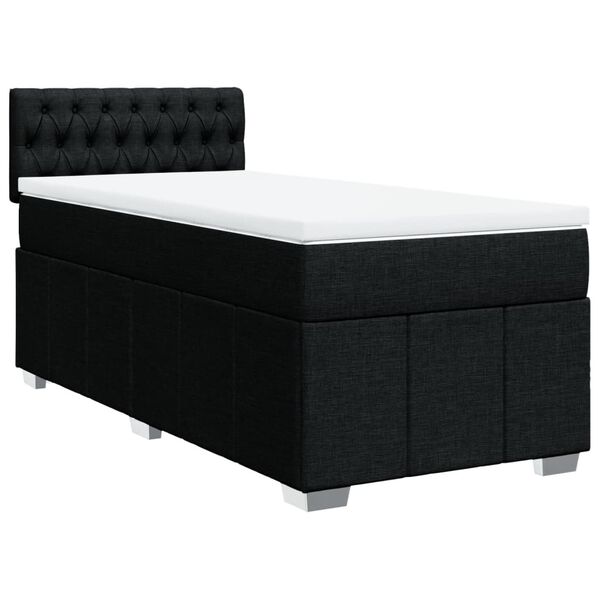 vidaXL Κρεβάτι Boxspring με Στρώμα Μαύρο 100 x 200 εκ. Υφασμάτινο