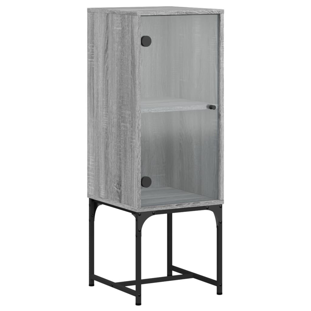 vidaXL Βοηθητικό Ντουλάπι Sonoma Γκρι 35x37x100 εκ. με Γυάλινες Πόρτες