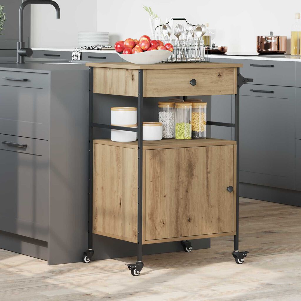 vidaXL Καρότσι Κουζίνας Ξύλο Καλλιτέχνη 56x43x89.5 εκ.