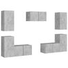 vidaXL Έπιπλα Τηλεόρασης Σετ 7 τεμ. Γκρι Σκυροδέματος από Μοριοσανίδα