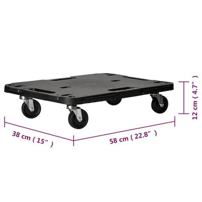vidaXL Τρόλεϊ Μεταφοράς 5 Τεμ. Μαύρα 58 x 38 x 12 εκ. Πολυπροπυλένιο