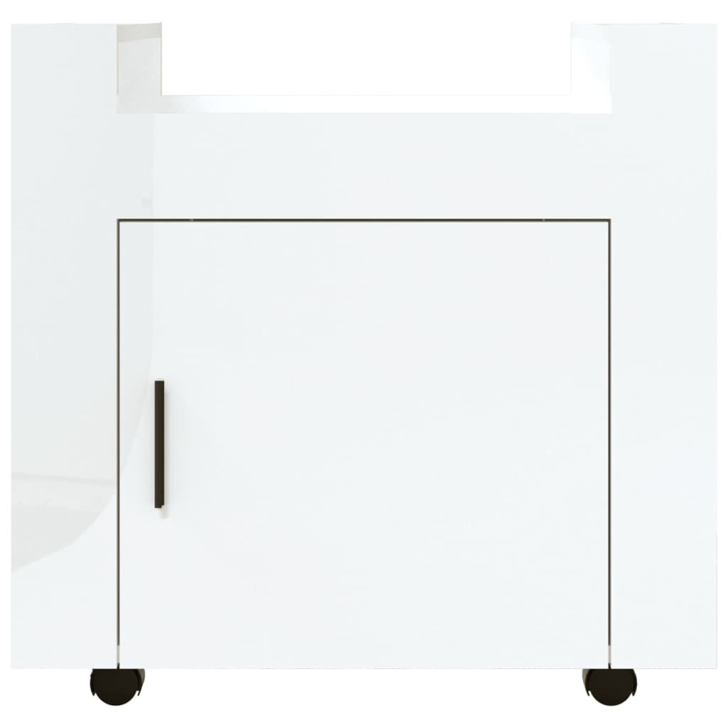 vidaXL Τρόλεϊ Γραφείου Γυαλ. Λευκό 60x45x60 εκ. από Επεξεργασμένο Ξύλο