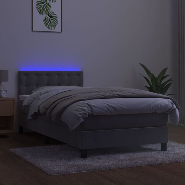 vidaXL &Kappa;&rho;&epsilon;&beta;ά&tau;&iota; Boxspring &mu;&epsilon; &Sigma;&tau;&rho;ώ&mu;&alpha; & LED &Alpha;&nu;.&Gamma;&kappa;&rho;&iota; 90x190 &epsilon;&kappa;. &Beta;&epsilon;&lambda;&omicron;ύ&delta;&iota;&nu;&omicron;