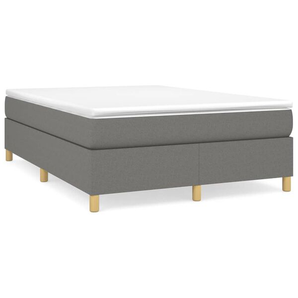 vidaXL Κρεβάτι Boxspring με Στρώμα Σκούρο Γκρι 140x200 εκ Υφασμάτινο