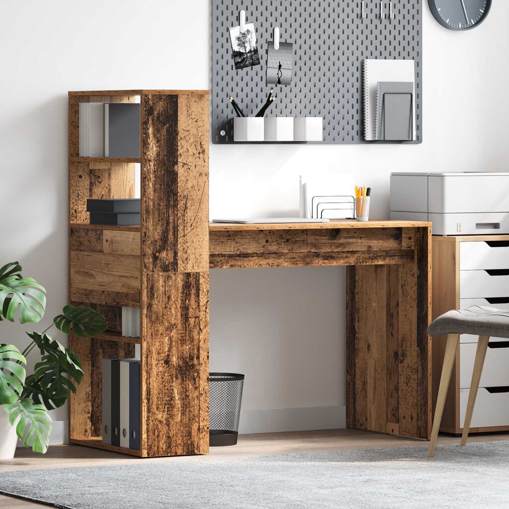 vidaXL Γραφείο με Αποθήκευση Παλιό Ξύλο 113x54x120 εκ. Επεξεργασμένο Ξύλο