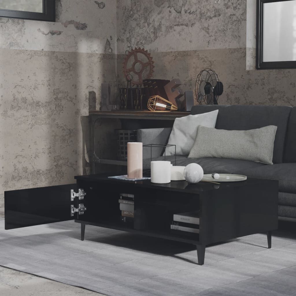 vidaXL Τραπεζάκι Σαλονιού Γυαλιστερό Μαύρο 90x60x35 εκ. Μοριοσανίδα