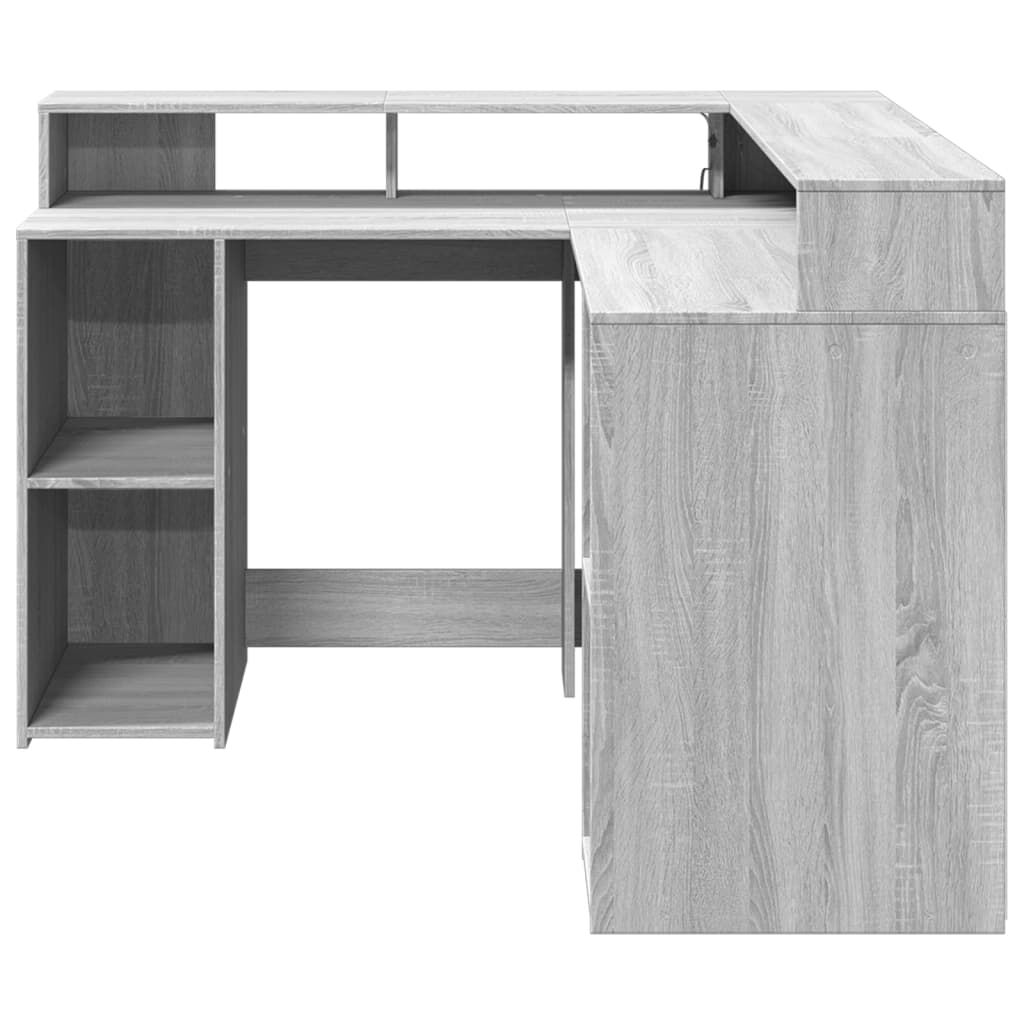 vidaXL Γραφείο με LED Γκρι Sonoma 130x130x91 εκ. Επεξεργ. Ξύλο
