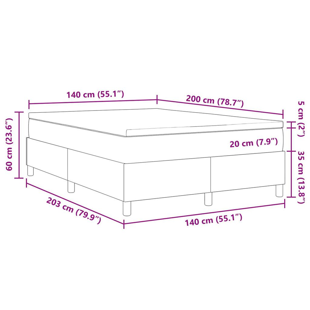 vidaXL Κρεβάτι Box Spring με Στρώμα σε Κρεμ - 140 x 200 εκ - Κόρντουρα