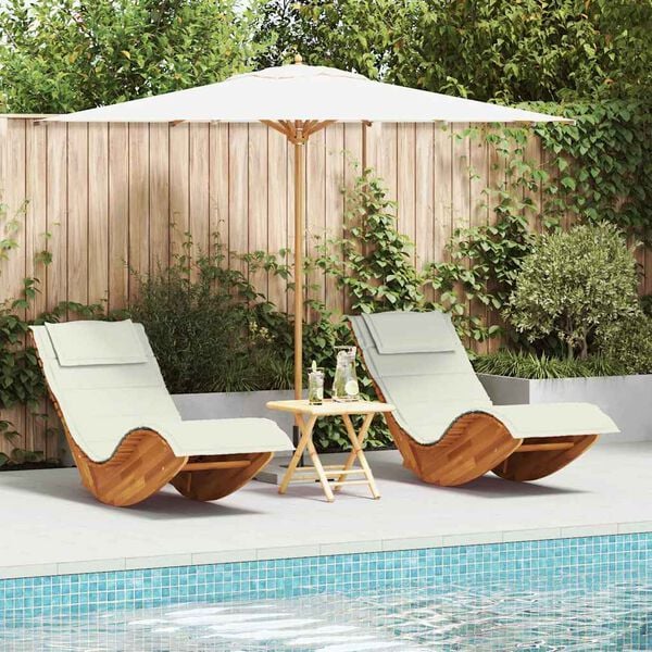 vidaXL Ξαπλώστρα 2 pcs Καφέ 60 x 154 x 74εκ Μασίφ ξύλο ακακίας