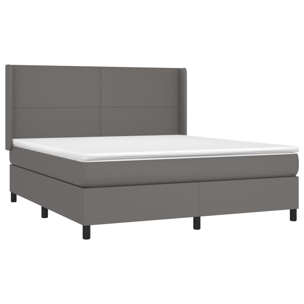 vidaXL Κρεβάτι Boxspring με Στρώμα & LED Γκρι 180x200 εκ. Συνθ. Δέρμα