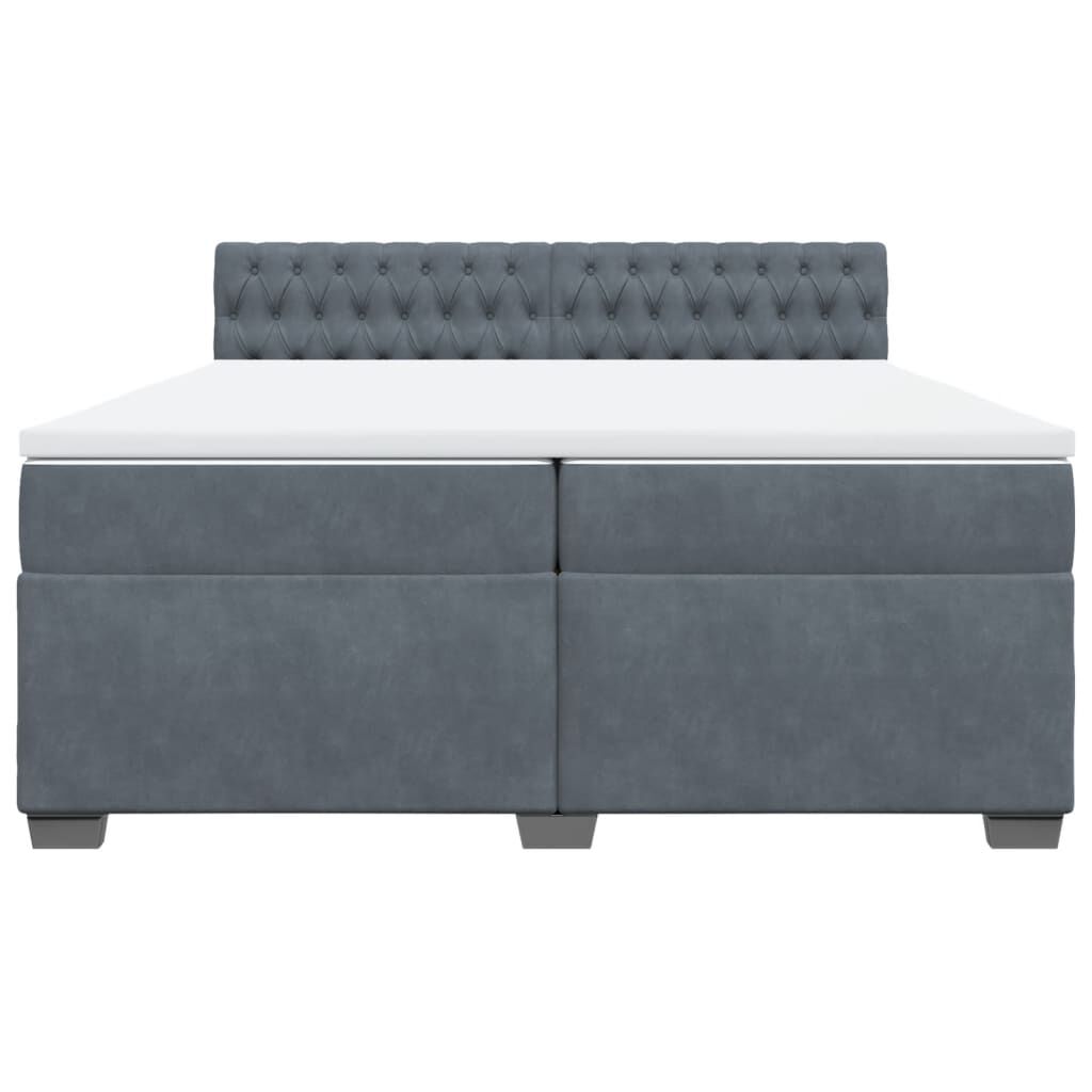 vidaXL Κρεβάτι Boxspring με Στρώμα Σκούρο Γκρι 200x200 εκ. Βελούδινο