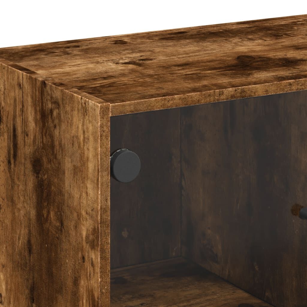 vidaXL Βοηθητικό Ντουλάπι Καπνιστή Δρυς 68x37x75,5 εκ. Γυάλινες Πόρτες