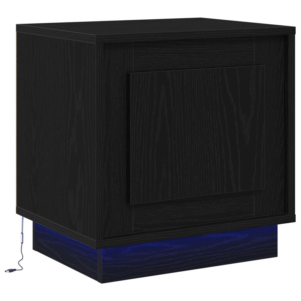 vidaXL Κομοδίνο με LED Φώτα Μαύρη Δρυς 44x34,5x45 εκ.