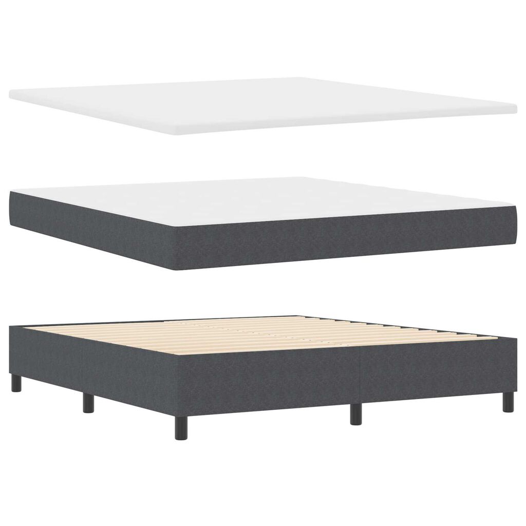 vidaXL Κρεβάτι Box Spring με Στρώμα & LED Σκοτεινό Γκρι Ύφασμα Κοτλέ