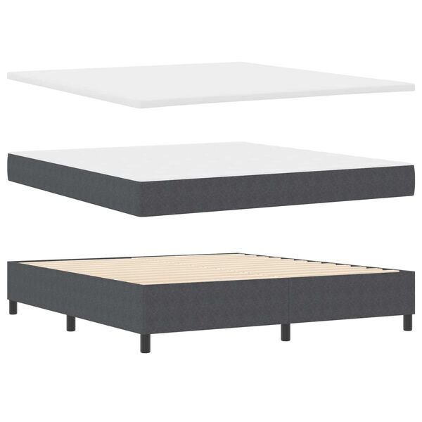 vidaXL Κρεβάτι Box Spring με Στρώμα & LED Σκοτεινό Γκρι Ύφασμα Κοτλέ