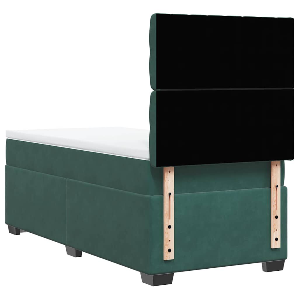 vidaXL Κρεβάτι Boxspring με Στρώμα Σκούρο Πράσινο 80x200 εκ. Βελούδινο