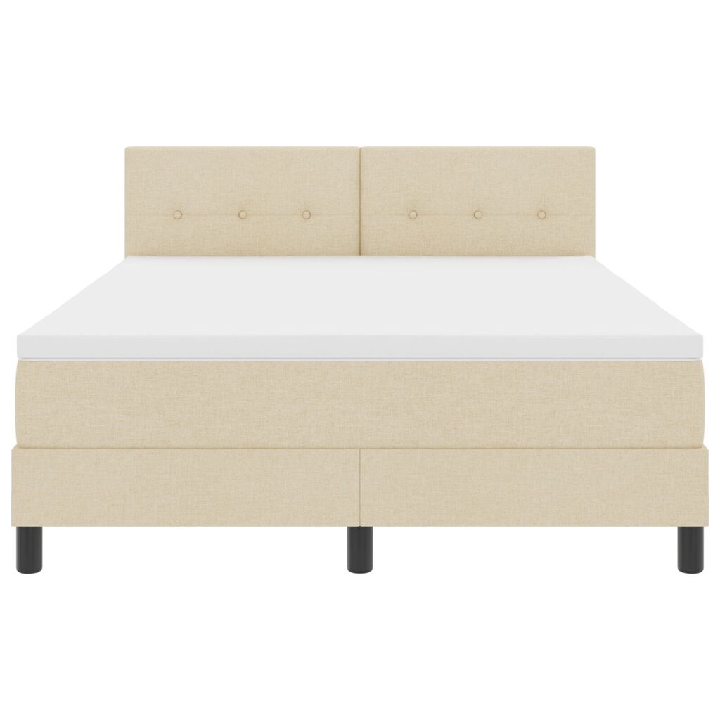 vidaXL Κρεβάτι Box Spring με Στρώμα Κρέμα 140x200 εκ. Υφασμάτινο