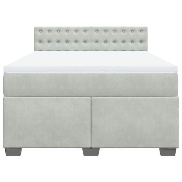 vidaXL Κρεβάτι Boxspring με Στρώμα Ανοιχτό Γκρι 140x200 εκ. Βελούδινο
