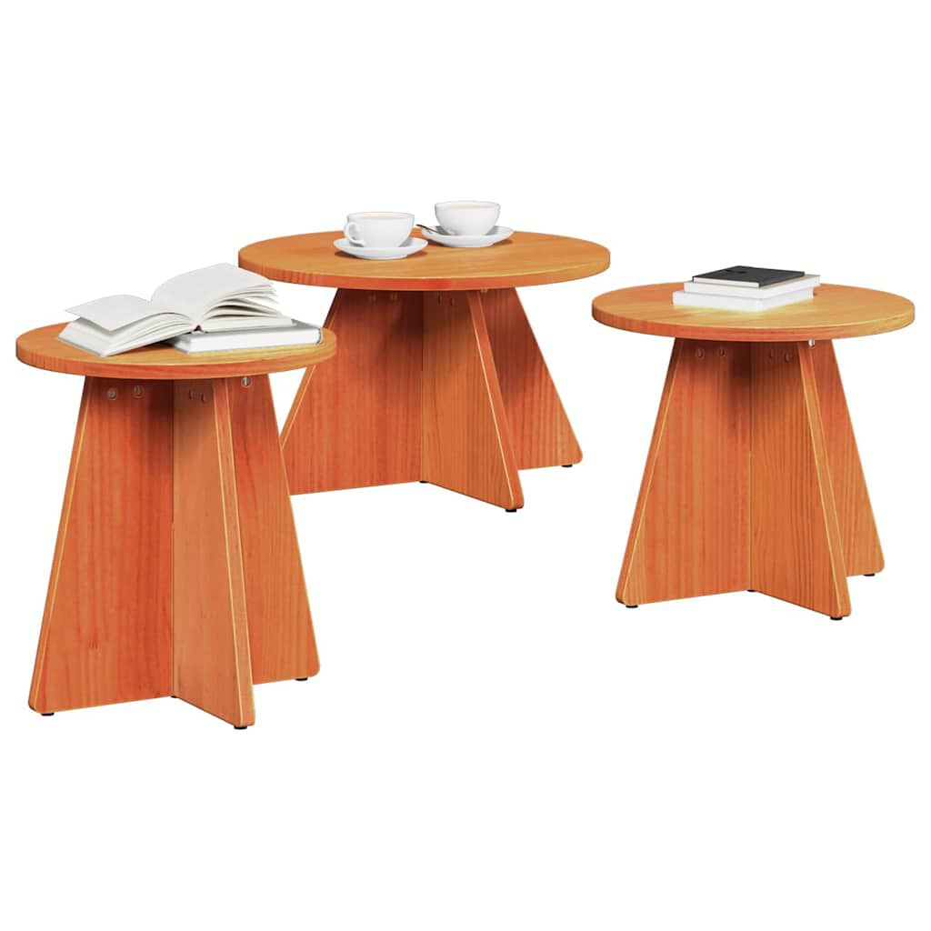 vidaXL Τραπεζάκι σαλονιού 3 pcs Καφέ κεριού 49 x 49 x 30 εκ.