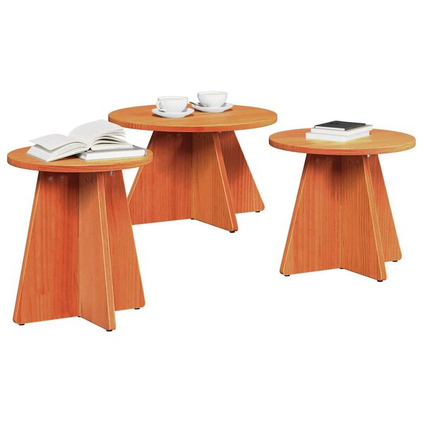 vidaXL Τραπεζάκι σαλονιού 3 pcs Καφέ κεριού 49 x 49 x 30 εκ.