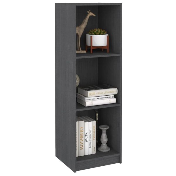 vidaXL Βιβλιοθήκη/Διαχωρ. Χώρου Γκρι 36x33x110 εκ. Μασίφ Ξύλο Πεύκου
