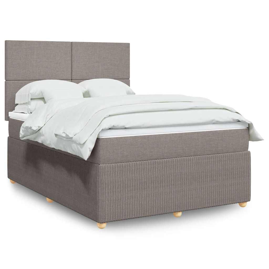 vidaXL Κρεβάτι Boxspring με Στρώμα Taupe 140x190 εκ. Υφασμάτινο