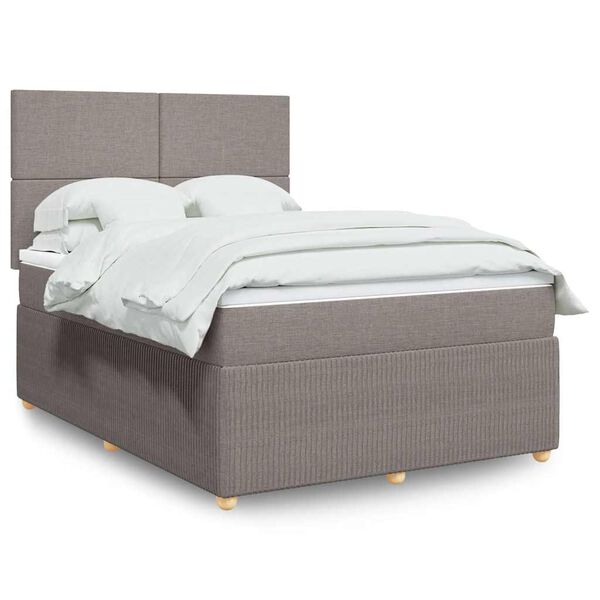 vidaXL Κρεβάτι Boxspring με Στρώμα Taupe 140x190 εκ. Υφασμάτινο
