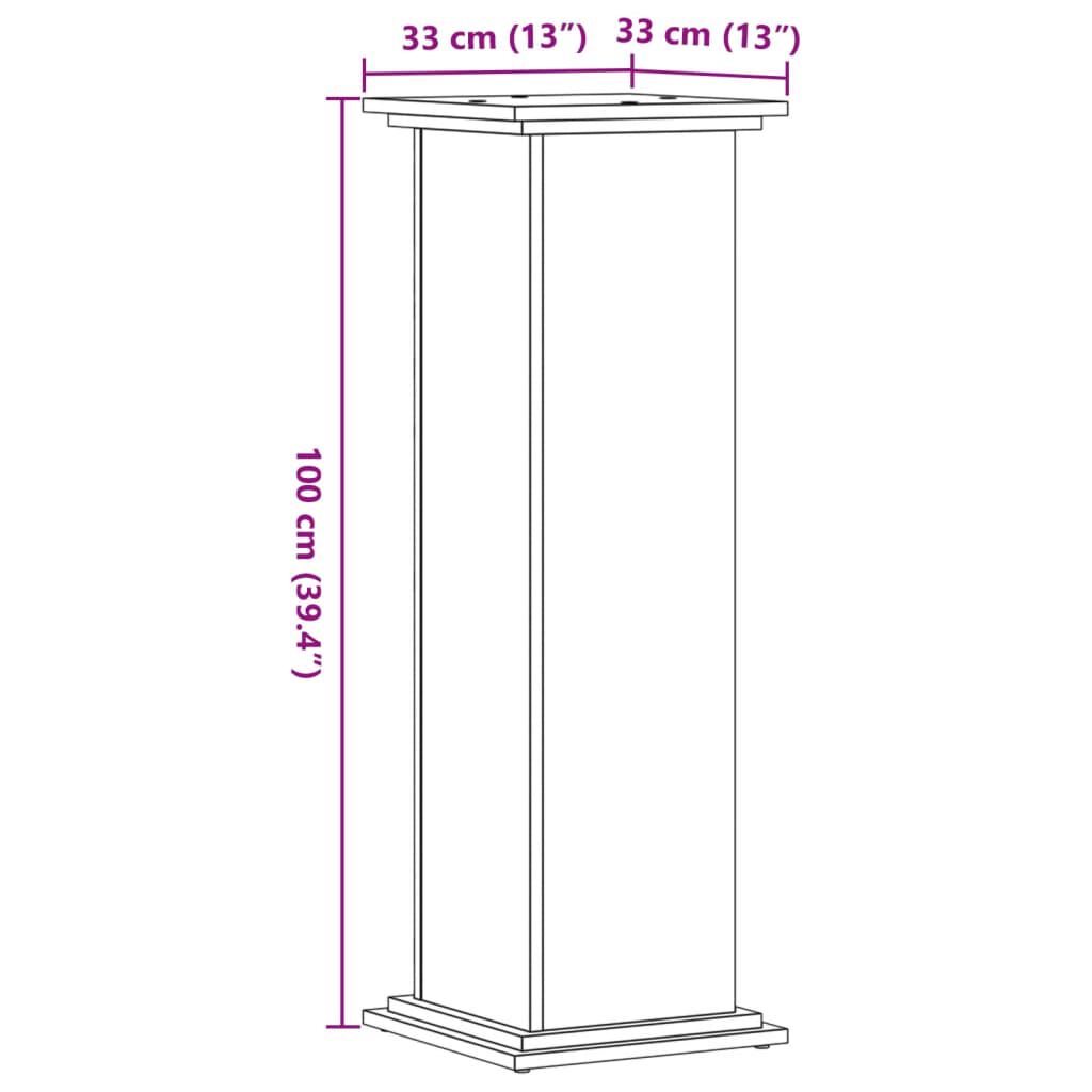 vidaXL Βάση Γλάστρας Λευκό 33x33x100 εκ. από Επεξεργασμένο Ξύλο