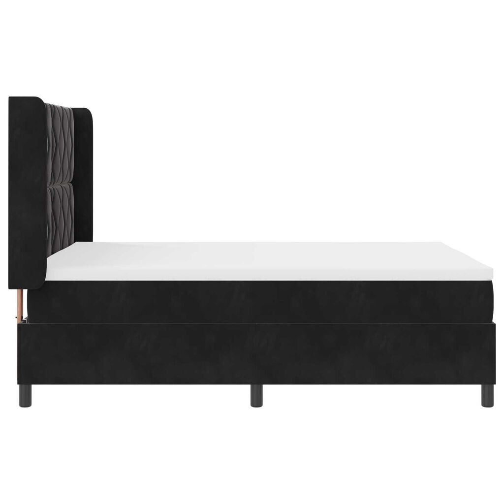 vidaXL Κρεβάτι με Σκηνίωμα και Στρώμα & LED Μαύρο 140x200 εκ. Βελούδο