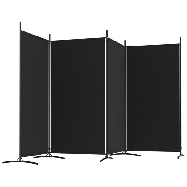 vidaXL Διαχωριστικό Δωματίου με 4 Πάνελ Μαύρο 346x180 εκ. από Ύφασμα