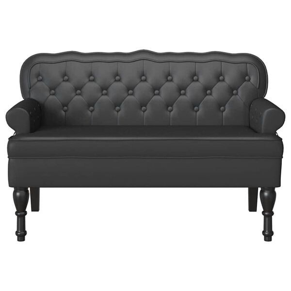 vidaXL Καναπές Chesterfield Μαύρο 119.5 x 64.5 x 75 εκ. Τεχνητό Δέρμα