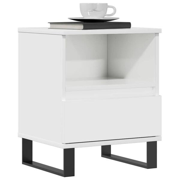 vidaXL Κομοδίνα 2 τεμ. Γυαλ. Λευκό 40 x 35 x 50 εκ. Επεξεργασμένο Ξύλο