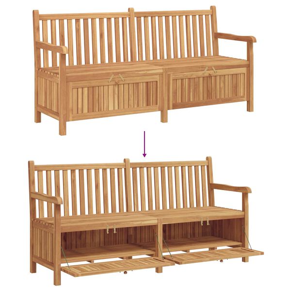 vidaXL Πάγκος Αποθήκευσης Κήπου Καφέ 228 x 60 x 90 εκ Μασίφ ξύλο teak
