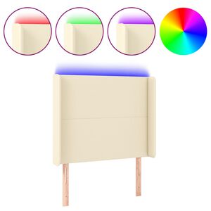 vidaXL Κεφαλάρι Κρεβατιού LED Κρεμ 83x16x118/128εκ. Συνθετ. Δέρμα