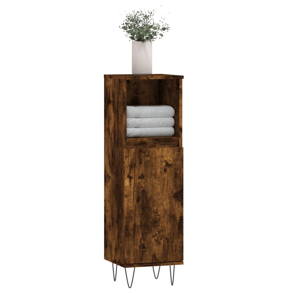 vidaXL Ντουλάπι Μπάνιου Καπνιστή Δρυς 30x30x100 εκ. Επεξεργασμένο Ξύλο