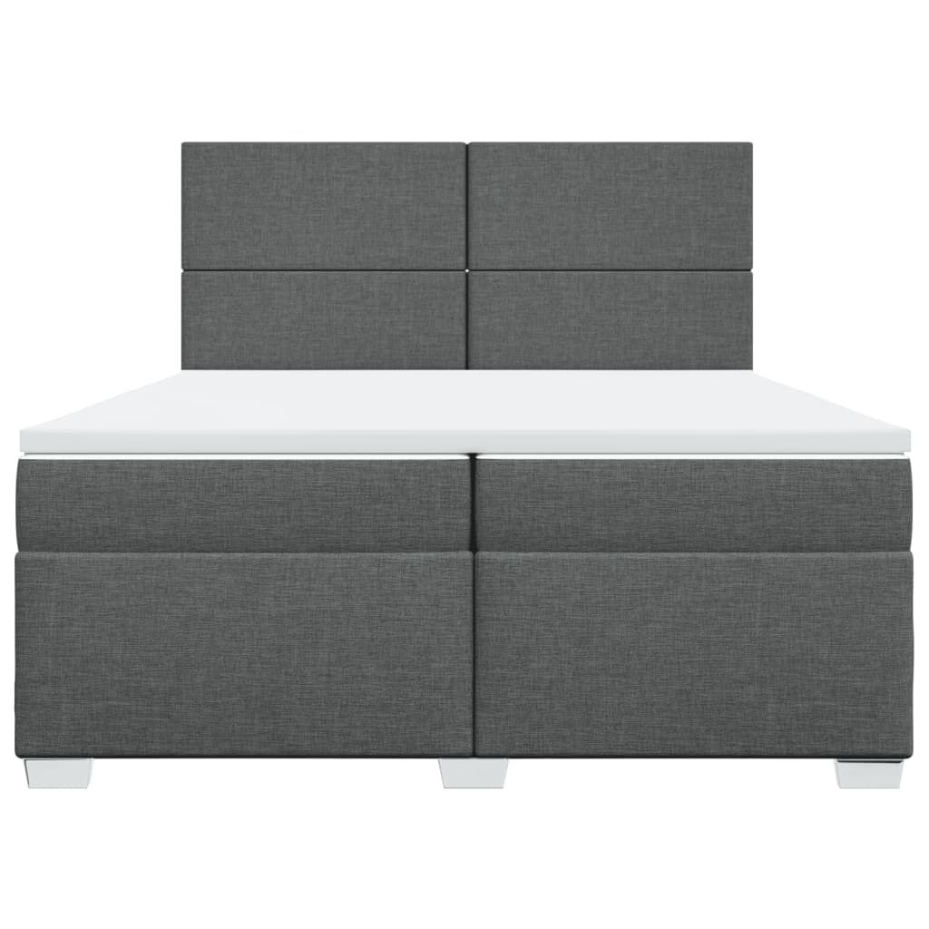 vidaXL Κρεβάτι Boxspring με Στρώμα Σκούρο Γκρι 200x200 εκ. Υφασμάτινο