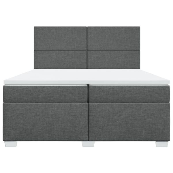 vidaXL Κρεβάτι Boxspring με Στρώμα Σκούρο Γκρι 200x200 εκ. Υφασμάτινο