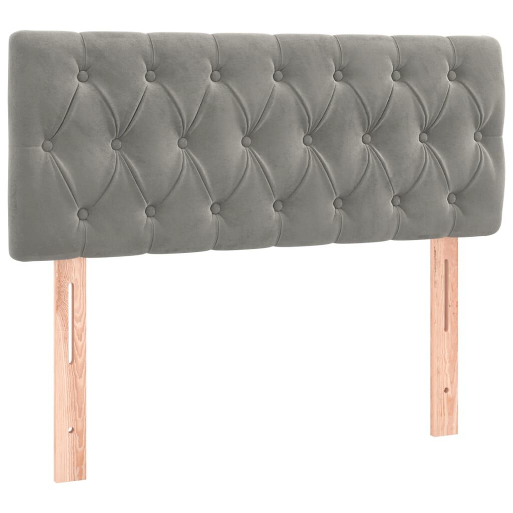 vidaXL Κρεβάτι Boxspring με Στρώμα Ανοιχτό Γκρι 90x200 εκ. Βελούδινο