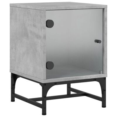 vidaXL Κομοδίνα 2 τεμ. Γκρι Σκυρ. 35x37x50 εκ. με Γυάλινες Πόρτες