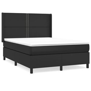 vidaXL Κρεβάτι Boxspring με Στρώμα Μαύρο 140x200εκ.από Συνθετικό Δέρμα