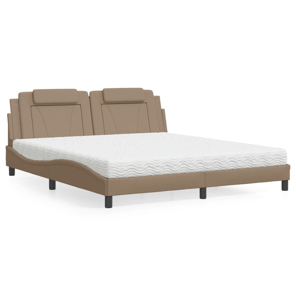 vidaXL Κρεβάτι με Στρώμα Καπουτσίνο 180x200 εκ. Συνθ. Δέρμα