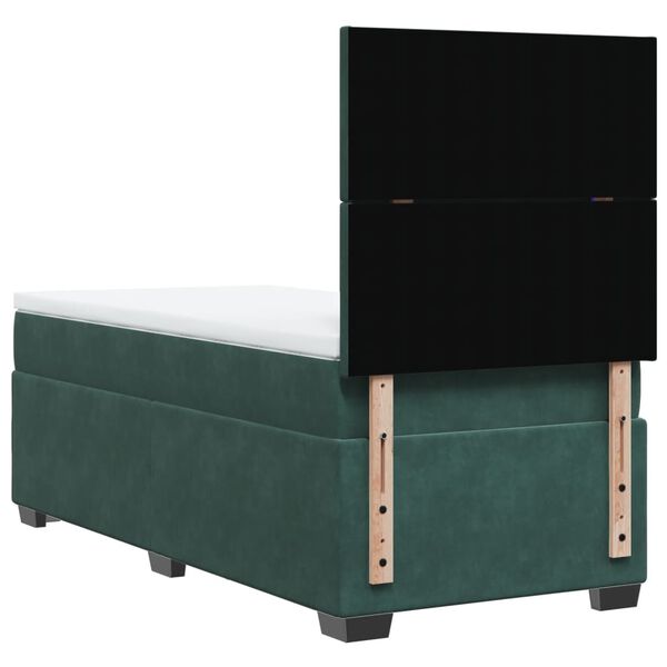 vidaXL Κρεβάτι Boxspring με Στρώμα Σκούρο Πράσινο 80x200 εκ. Βελούδινο