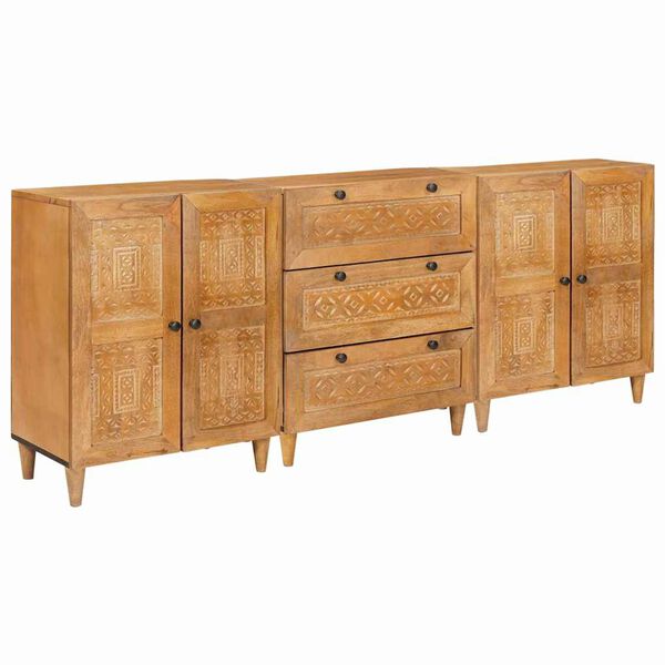 vidaXL Πλαϊνό γραφείο 3 pcs Καφέ 60 x 33 x 75 cm Μασίφ ξύλο μάνγκο